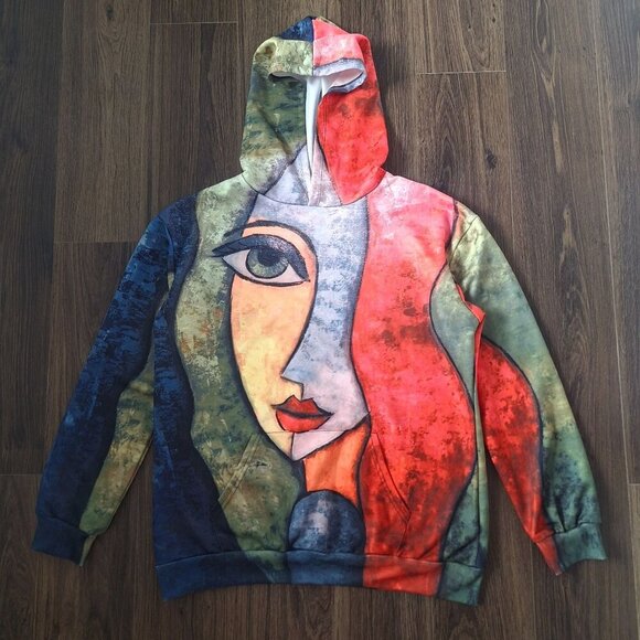 💙 Abstract Hoodie Colorful Medium Thickness Size L - Picture 7 of 7